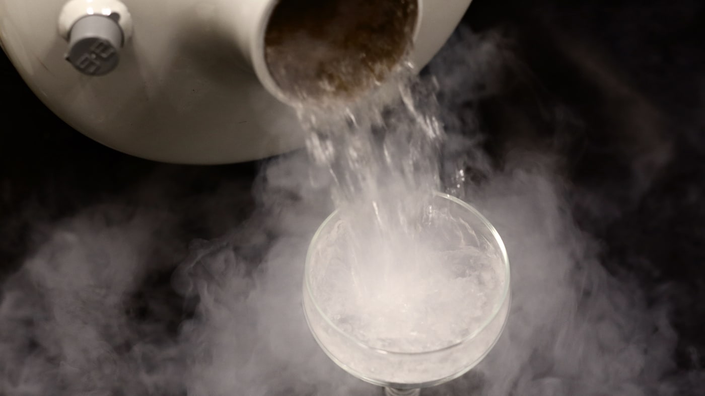 liquid nitrogen and water
